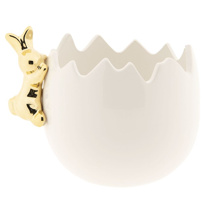 Dekoračná váza králik s vajíčkom - zlatá